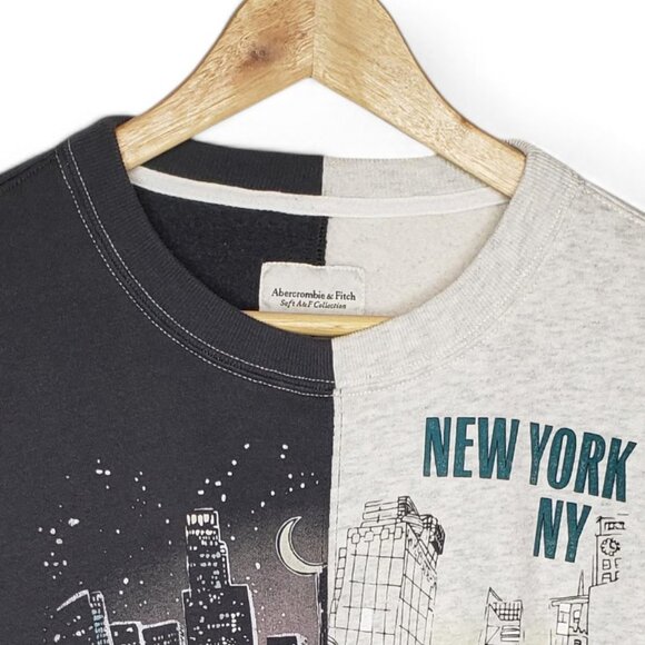 Abercrombie & Fitch NY LA Crop Sweater Women's Color Panel City Scenes Retro S - Picture 4 of 7